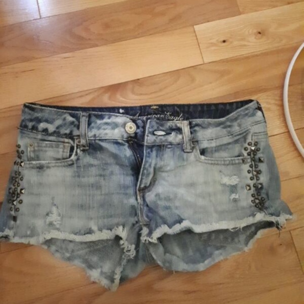 American Eagle acid wash studded shorts